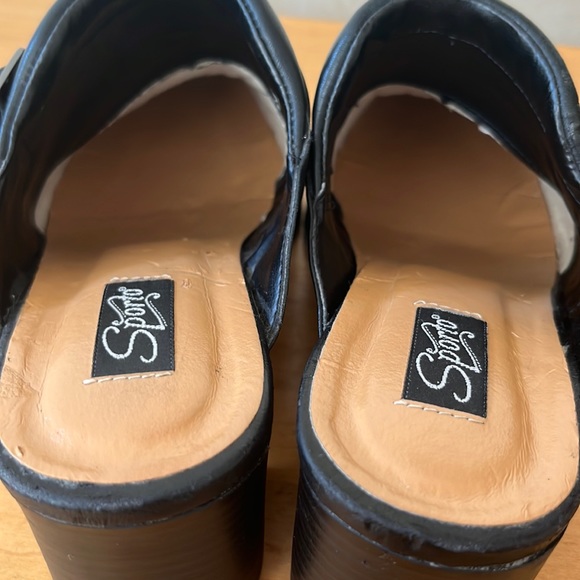 Sporto Tess black leather chunky heel slip ons size 7 - Picture 5 of 7